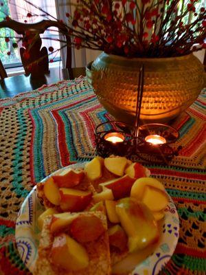 Rice cakes, nut butter and apples..