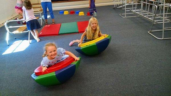 Our two gyms give the children another option to explore and strengthen their gross motor skills.