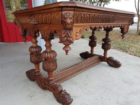 Gorgeously carved French library table from 1840-th, $850