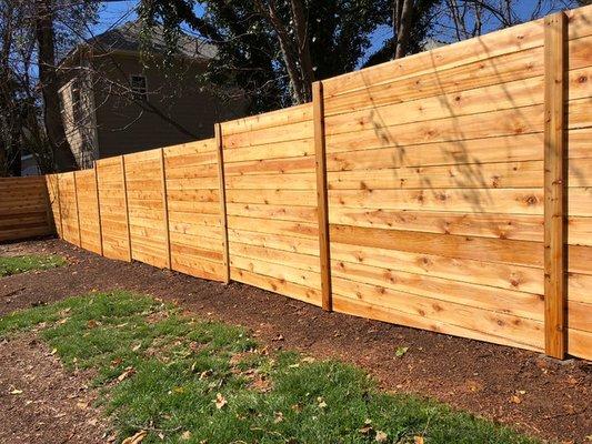 Horizontal cedar wood fence