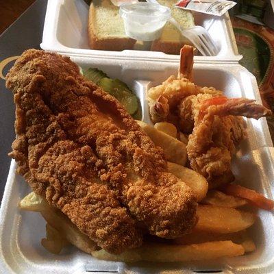 Catfish and shrimp combo