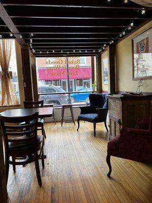 Photo of some of the seating area looking out towards Main Street.