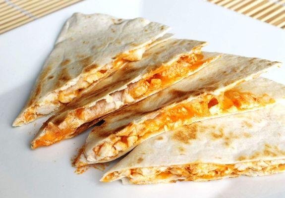 Chicken Quesadilla served with Salsa and Sour Cream