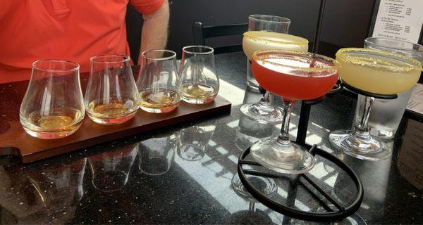 Whiskey flight and lemon drop serve.