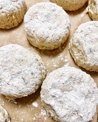 Unbaked rosemary & poppyseed biscuits