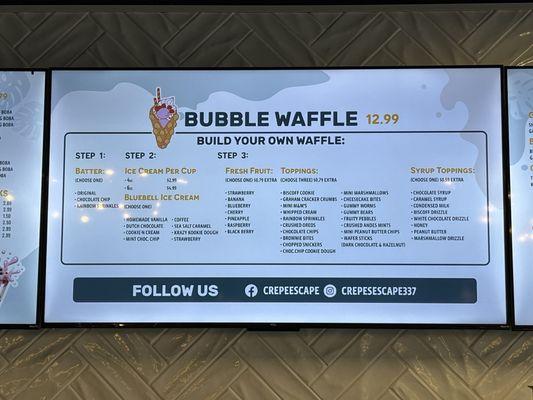 Waffle menu