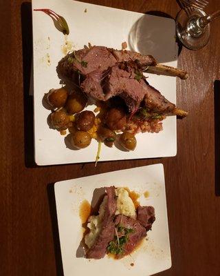 Lamb and roast beef with mashed potatoes