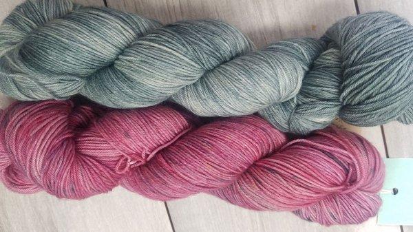 Hand Dyed Yarns by Lyrical Fibers and Mad Scientist Yarns.