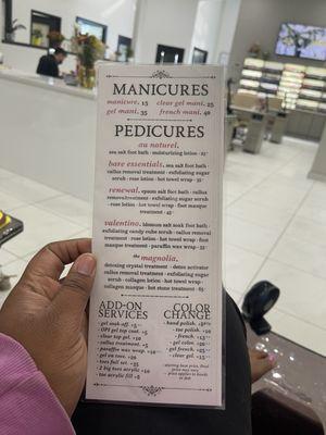 Manicure and pedicure prices