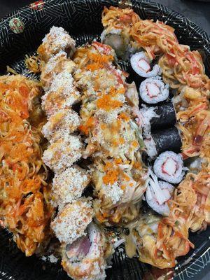 Kiss of Fire Roll, Yum Yum Roll, Crab Stick Roll, Highland Roll