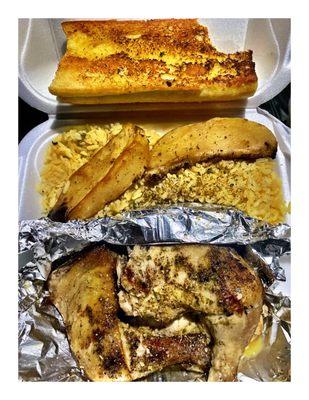 Greek ChickenLeg Quarters Dinner ( Go w/Salad or Soup and Garlic Bread ) Total 11.59$ Pretty Good @ Mr.Zee's.Chicago.Cool.