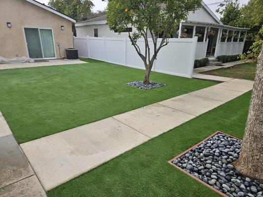 Newly installed artificial grass