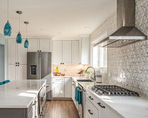 Kitchen remodel in with Kemper cabinetry and hardwood flooring