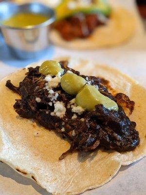 Mole sauce taco