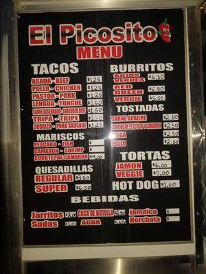 Menu de comida