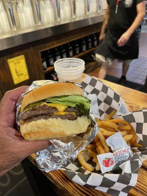 Very good cheeseburger and average fries