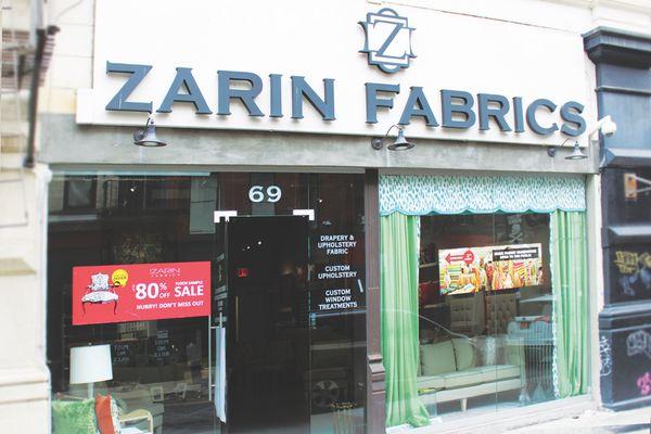 Zarin Fabrics main entrance.  Side entrance is on the other side of the building at 72 Allen Street