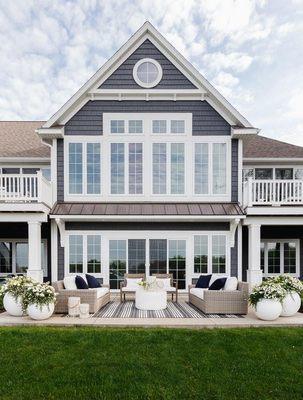 Cedar Shake, Timber Frame, White Windows, Farmhouse Style, French Country Style, Metal Roof, Shingled Roof, Costal Style