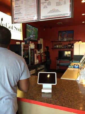 Front counter; ice cooler