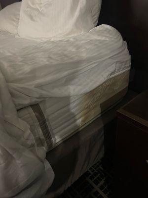 The room smelled as bad as this mattress looked. Disgusted how we found the room, checked in and checked out the same day.