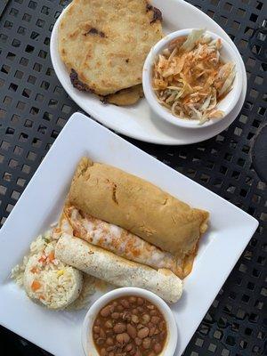 Tex-Mex Platter and Mixed Pupusas