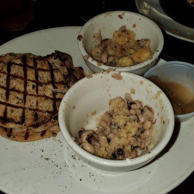 Grilled pork chops, blackeyed peas and cornbread!