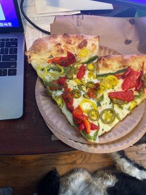 White slice with assorted peppers!!