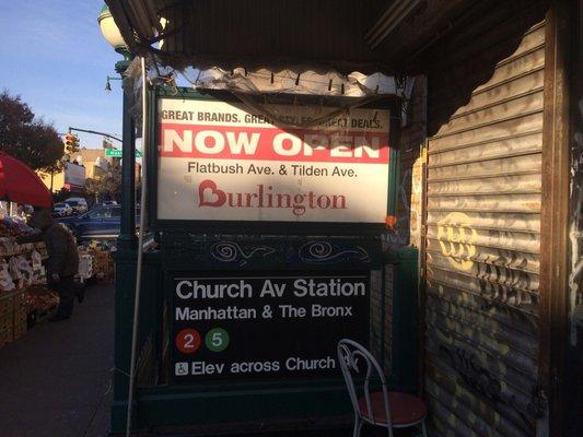 Burlington department store  advertising on the 2,5 - Train subway station! (Church avenue & Nostrand avenue)