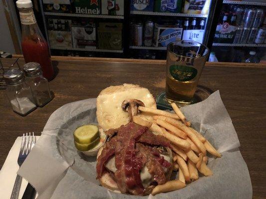 Alpine burger with bacon!!!! Soooooo Good