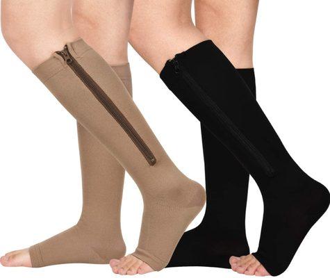 Open toe, Zipper Compression Socks