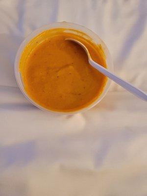 This Butternut squash soup was amazing! I highly recommend Raj's.