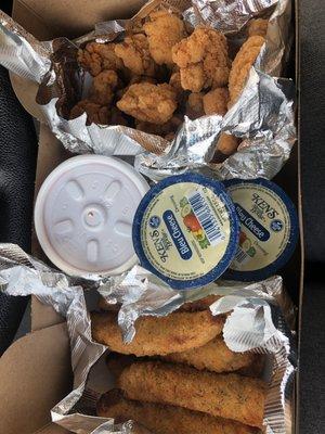 Fried pickles and popcorn chicken to go!