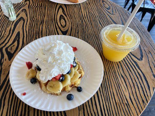 Fruity Leige Waffle and mimosa