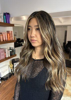 Balayage highlights and long layers