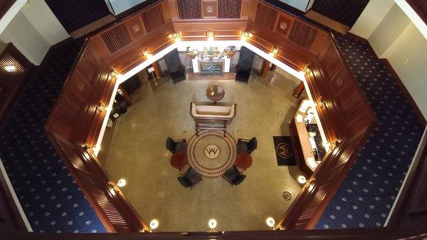 Hotel lobby, from the 3rd floor