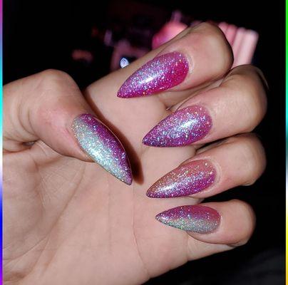 Ombre holo nails by Alena