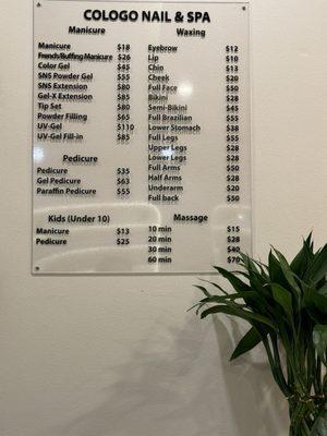 Price list