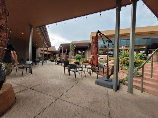 Shopping center view from seating area.