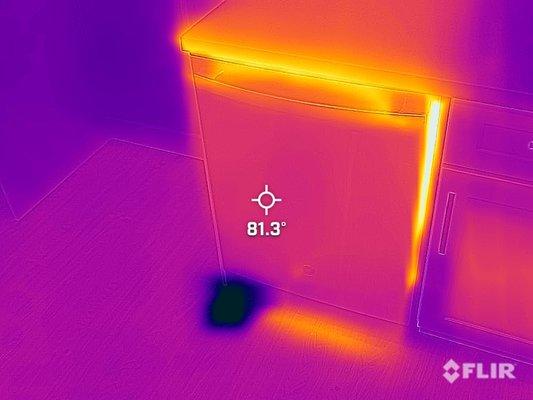 Infrared Thermography identified a leak at the dishwasher.