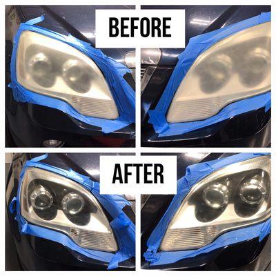 ShieldBright was asked to correct another detailer's mistake today. Often untrained detailers ruin headlights.