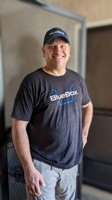 Ryan, the owner of Blue Box. Great man and very humble. He delivered all 60 bins to our 2nd floor apartment and picked up at our new place.