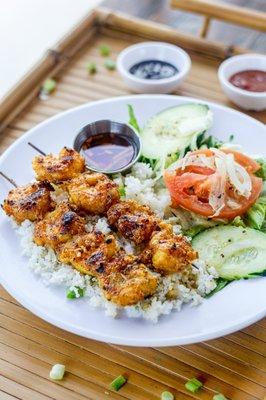 Shrimp Skewers w/ Rice