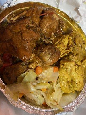 Brown stew and curry chicken