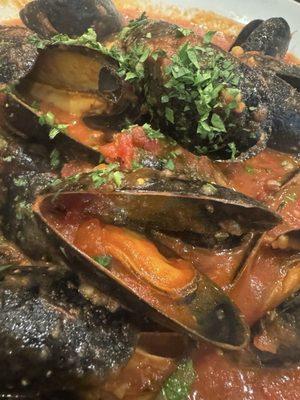 Mussels in red sauce. The sauce is soooooooo good !!!!