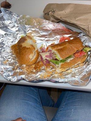 Probably the worst Italian sub I've ever had in my life. Bread was to hard, it fell apart and was rough.