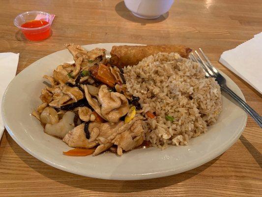 Chicken with hot garlic sauce lunch plate