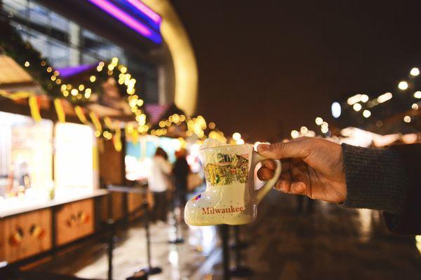 Hot chocolate in a souvenir mug