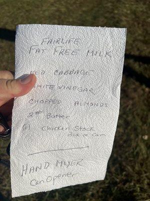 The shopping list