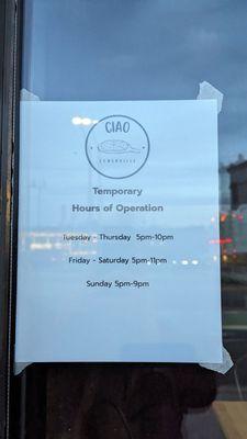 Temporary hours of operation as of April 8, 2024