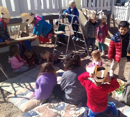 Children acting out "The Three Billy Goats Gruff"